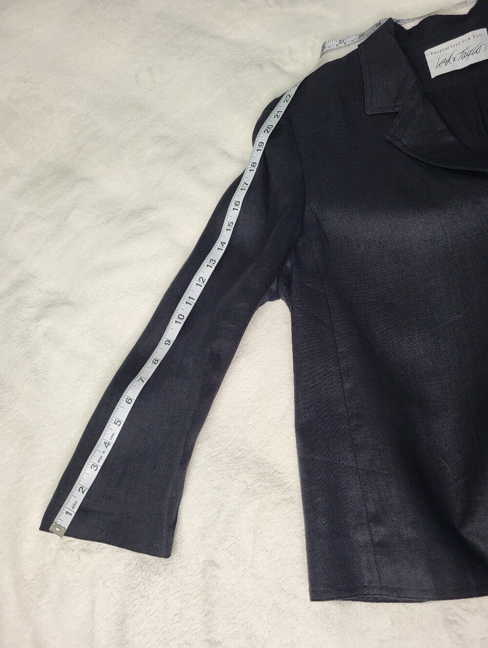Lord & Taylor Black Linen Blazer. Size 14 - Picture 10 of 10
